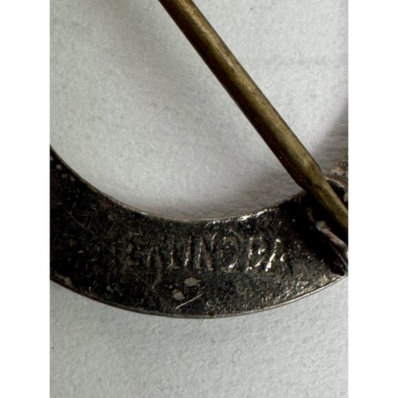 Vintage Sterling Blue Guilloche Round Pin - Picture 6 of 11